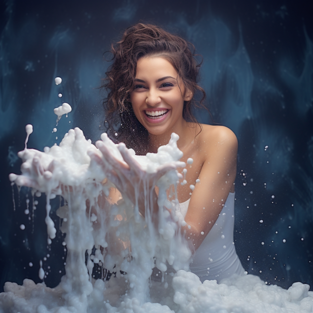 woman with soap and foam